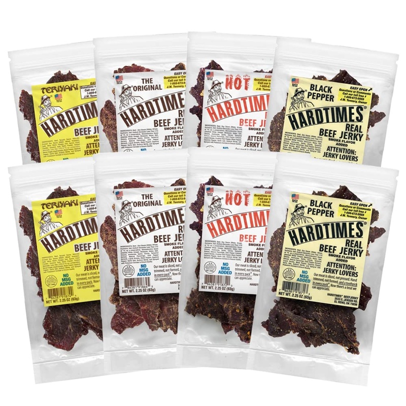 Hardtimes Handcrafted Beef Jerky – Variety Flavors – 8 Pack Of 2.25 Oz. Bags