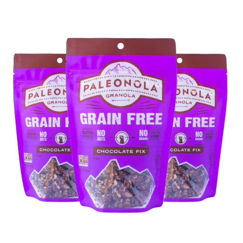 Paleonola Grain Free Granola | Gluten Free, Non-Gmo, Dairy Free, No Refined Sugars, 10 Oz Bags (Chocolate Fix, 3 Pack)