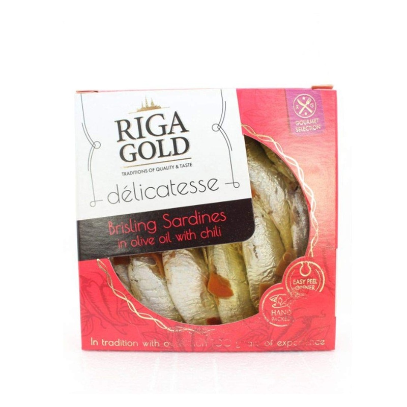 Riga Gold Brisling Sardines In Olive Oil With Chili – 120G (2 Pack)