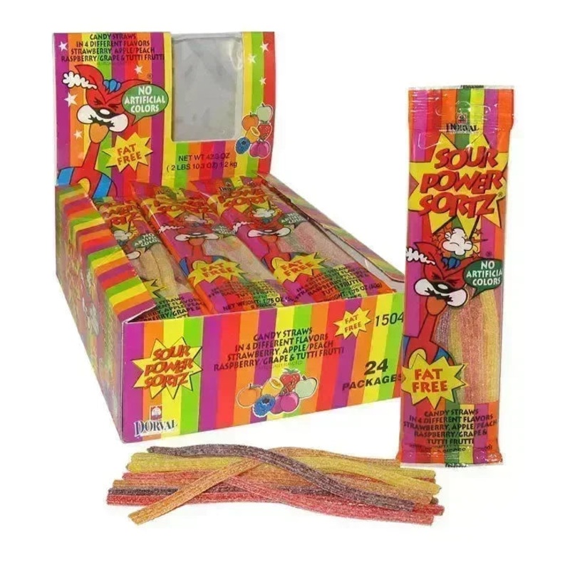 Sour Power Candy Straws Peg Bag – Sortz: 24-Piece Display