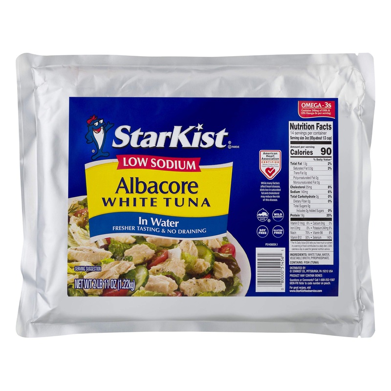 Starkist Low Sodium Chunk White Albacore Tuna In Water – 43 Oz Pouch (Pack Of 6)