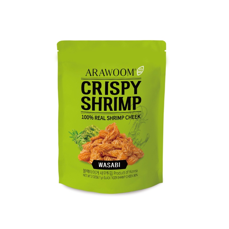Arawoom – Real Crispy Shrimp Cheek Snack – 100% Real Black Tiger Shrimp – 2 Ounce (Pack Of 1) – Wasabi Flavor – Crunchy Treat Fo