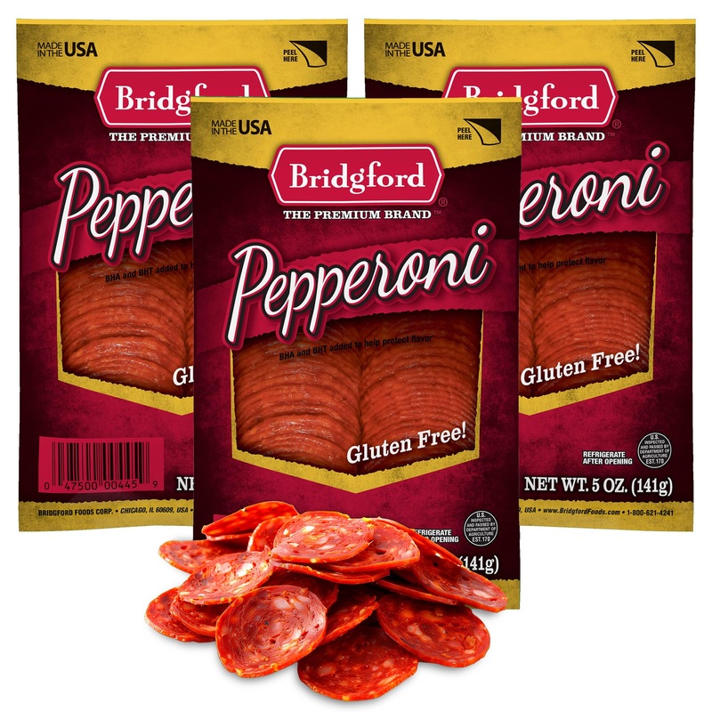 Bridgford Sliced Pepperoni 5 Oz Pack Of 3 – Gluten-Free Pepperoni Slices For Pizza And Sandwiches – Zero Carb Sliced Pepperoni F