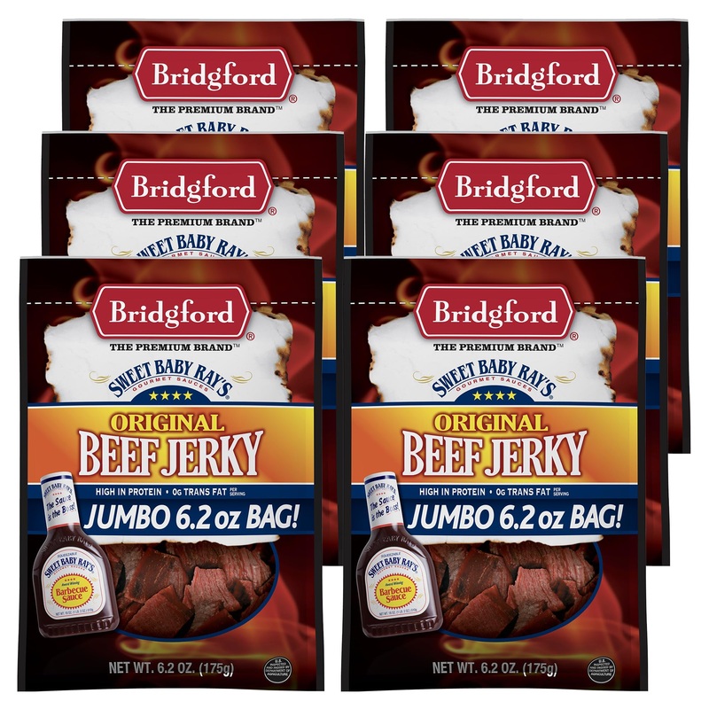 Bridgford Sweet Baby Rays Beef Jerky Original 6.2 Oz Pack Of 6 – Healthy High Protein Beef Jerky For Your Dietary Preferences –
