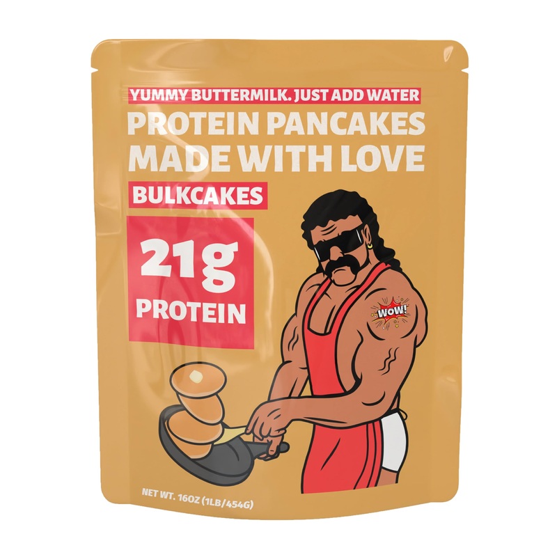 Bulkcakes Protein Pancake Mix (1Lb) – Super Fluffy & Just-Add-Water, 21G Protein, 230 Calories, Healthy Pancake & Waffle Mix, Bu