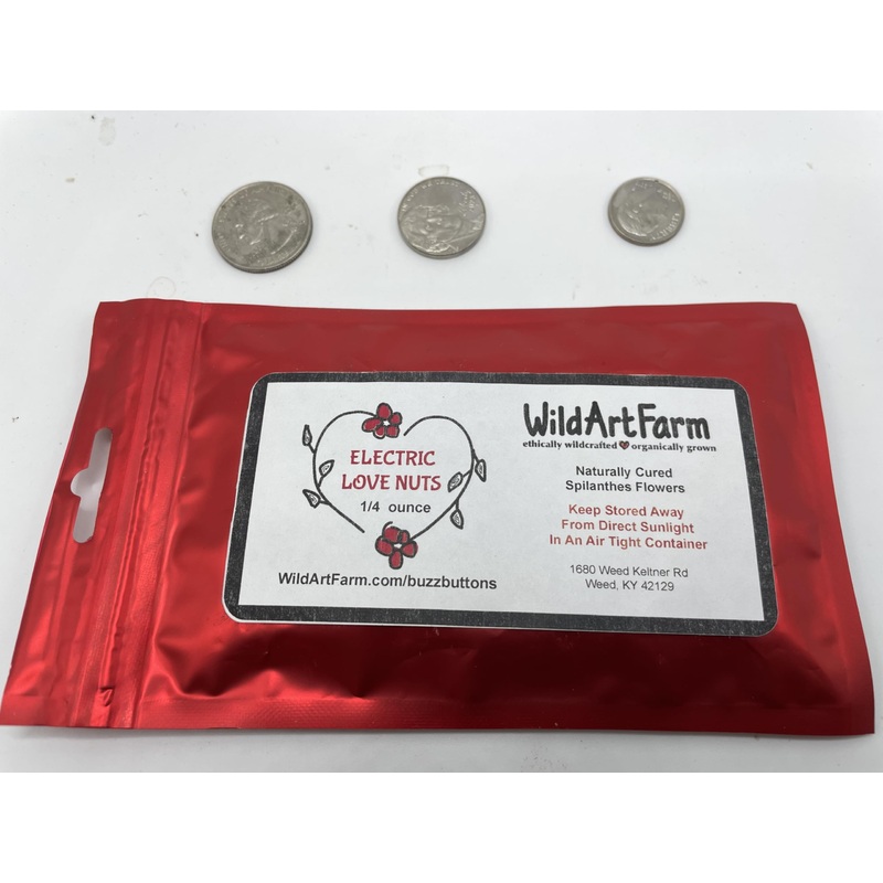 Buzz Buttons Aka Spilanthes, Holiday Themed, Naturally Cured, Small Size Edible Flower Gifts (1/4 Oz Love Nuts)