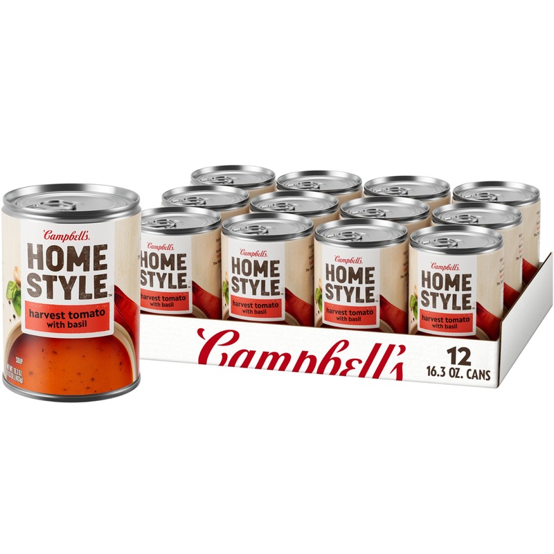 Campbell’S Homestyle Harvest Tomato Soup With Basil, 16.3 Oz Can (Pack Of 12)