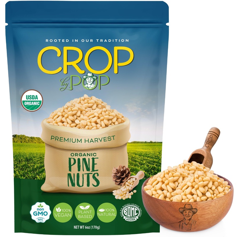 Crop By Pop – Organic Raw Pine Nuts Pignolias, Unsalted, Shelled, (6Oz – 1 Pack) Usda Organic & Non Gmo Certified – Packed Fresh