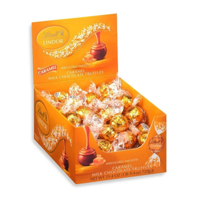 Lindt Caramel Milk Chocolate Lindor Truffles: 60-Piece Box