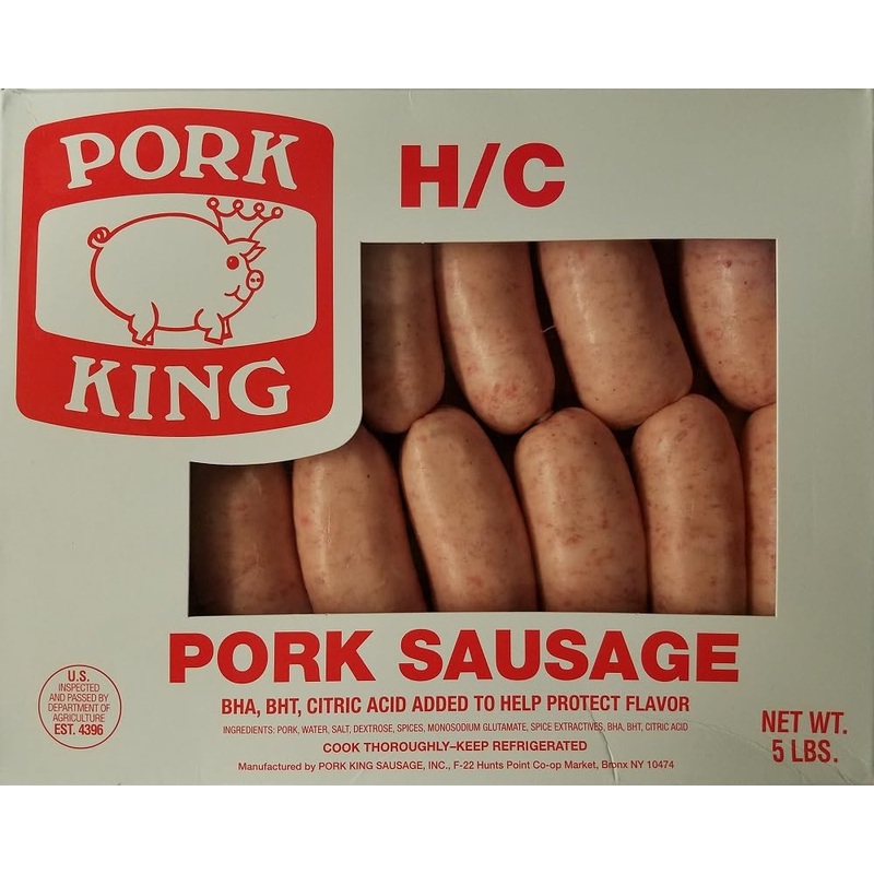 Mdny Pork King Breakfast Sausage Jumbo Links 5/Lbs Fresh Ships Cold & Fast