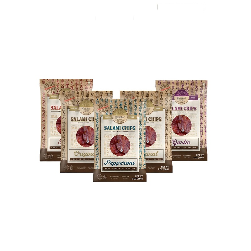 Passover Exodus Salami Chips – Variety Pack Includes 2 Original, 1 Garlic, 1 Pepperoni And 1 Spicy (Variety, 5 Pack)