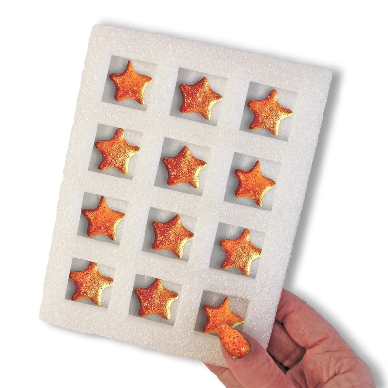 Sprinkle Pop Royal Icing Glittery Gold Stars (12ct)