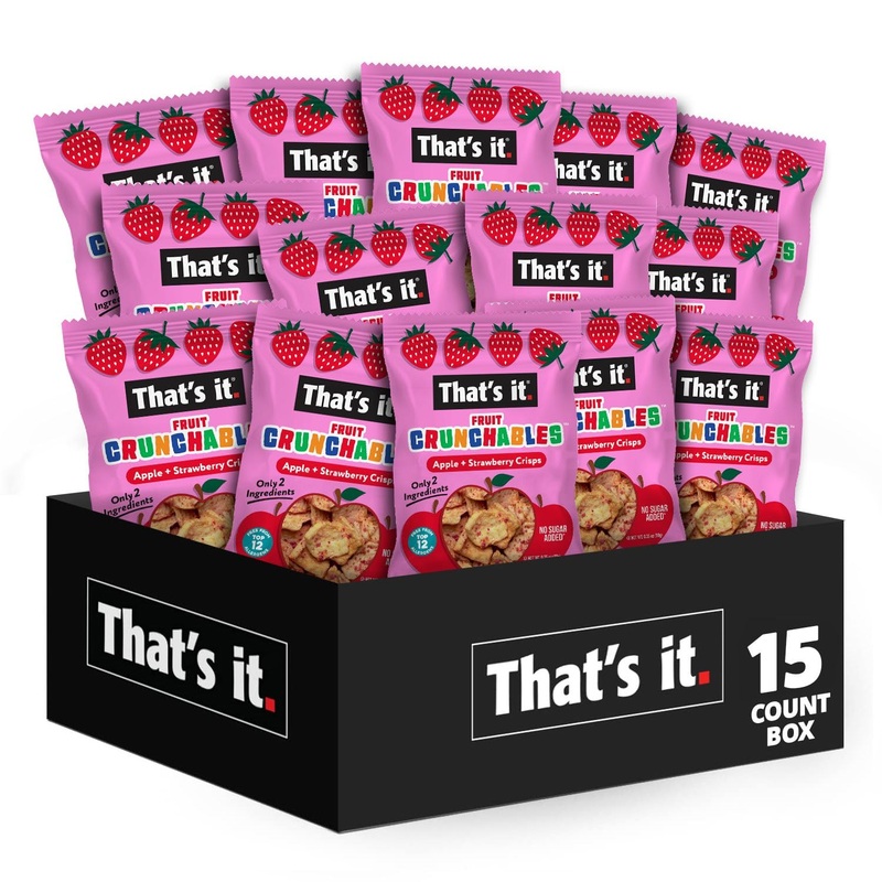 Thats It. Fruit Crunchables Apple + Strawberry Crisps, 15-Pack – 100% Real Fruit Snacks For Kids, Plant-Based, Non-Gmo, Gluten-F