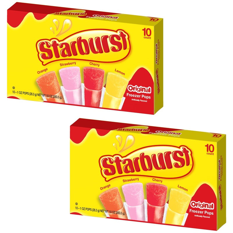The Jel Sert Company Starburst Fruit Flavored Popsicles Variety Pack – Pack Of 2-10 Count Boxes – 20 Total Treats – Orange, Stra
