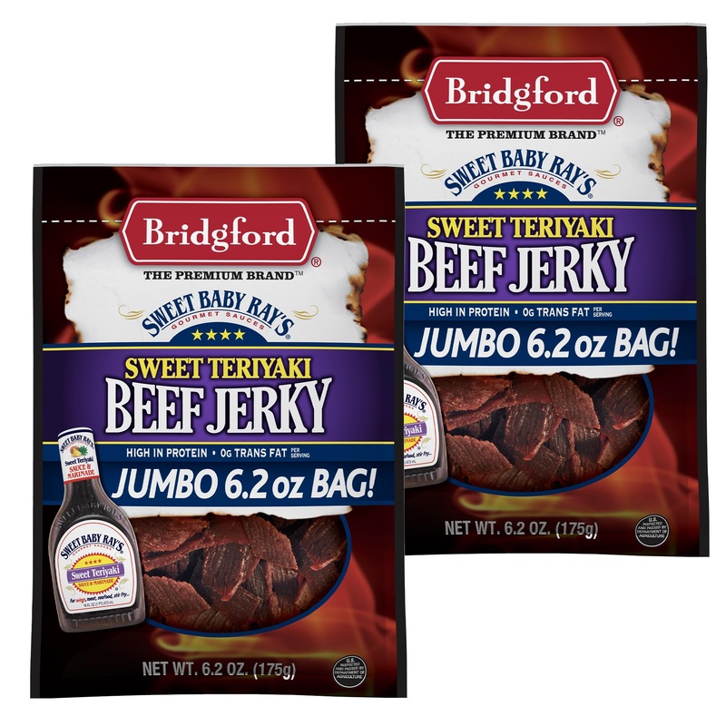 Bridgford Sweet Baby Rays Beef Jerky Sweet Teriyaki 6.2 Oz Pack Of 2 – High Protein Snacks For Low Carb And High Protein Diets –