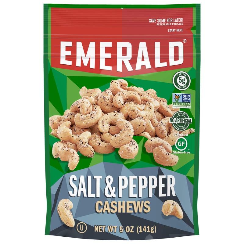 Emerald Salt & Pepper Cashews, (4 Pack),5 Ounces