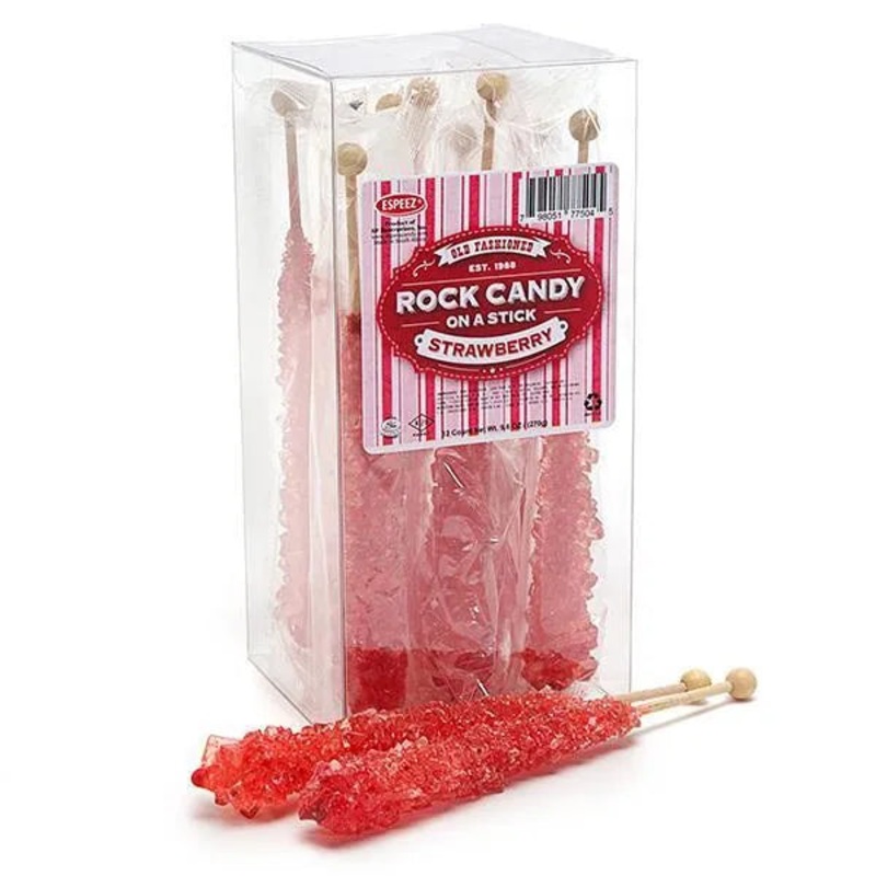 Espeez Rock Candy Crystal Sticks – Red Strawberry: 12-Piece Box