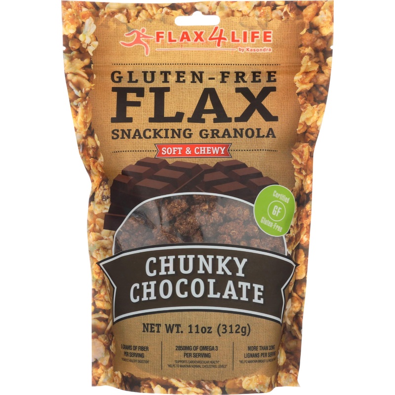 Flax4Life Gluten Free Snacking Granola Soft & Chewy, Chunky Chocolate, 11 Ounce (Pack Of 6)