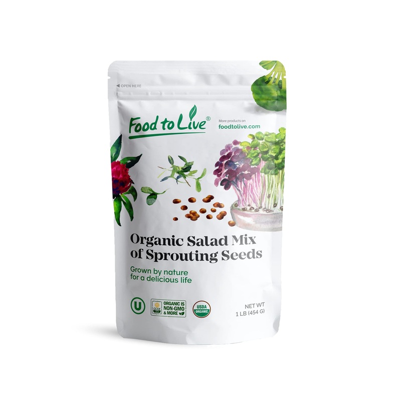 Food To Live Organic Salad Mix Of Sprouting Seeds, 1 Pound – Non-Gmo Broccoli, Radish, Clover, Alfalfa. Rich Germination Rate, N