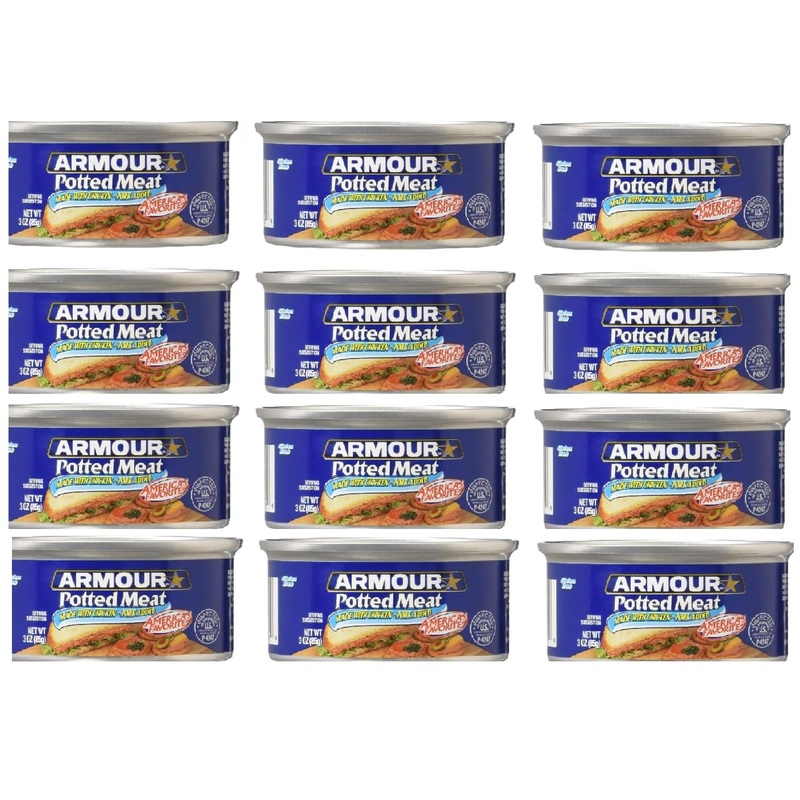 Generic Pack of 12 Potted Meat, Made with Chicken & Pork, 3 oz. – Perfect for Quick Meals and Snacks