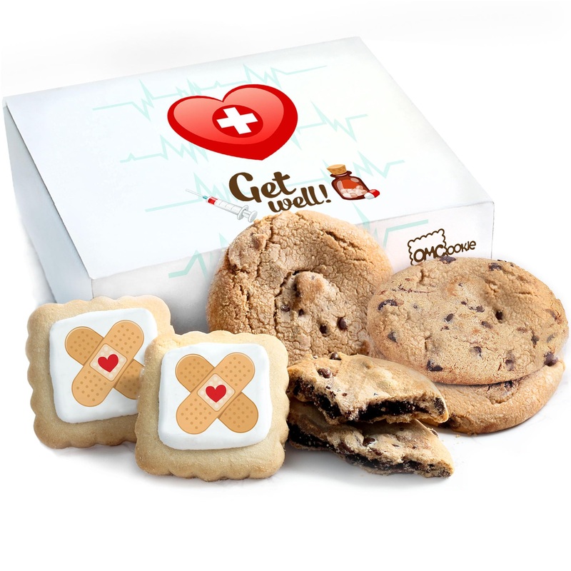 Get Well Soon Cookies Care Package Gift Basket Chocolate Chip Fudge Filled Decorated For Men Women Kids | Individually Wrapped |