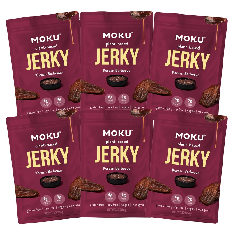 Moku Plant-Based Mushroom Jerky, Korean Bbq (3 Pack) Vegan Beef Jerky, Gluten Free, Soy-Free, Non-Gmo Vegan Snacks, Vegan Meat N