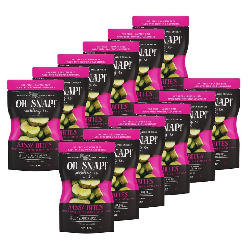 Oh Snap! Sassy Bites (12 Pack) – Sweet Pickle Bites With A Little Kick – Fresh Packed Ready To Eat Sweet & Spicy Pickle – Gluten