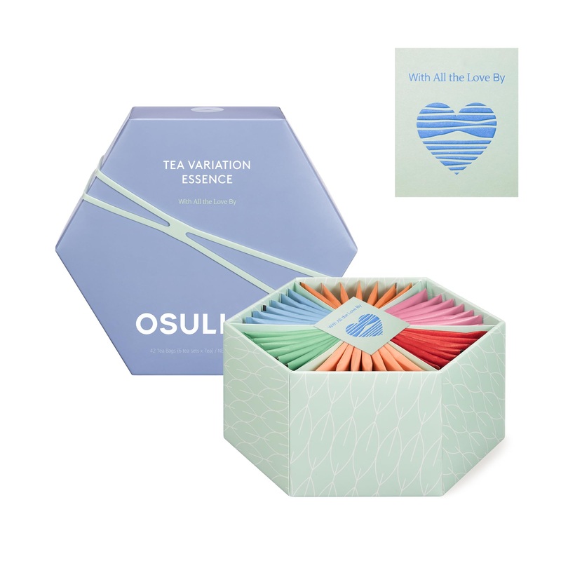 Osulloc Tea Variation Essence (42 Count, 6 Types X 7 Ea), Mother’S Day Tea Gift Set, Special Thank You Card Attached