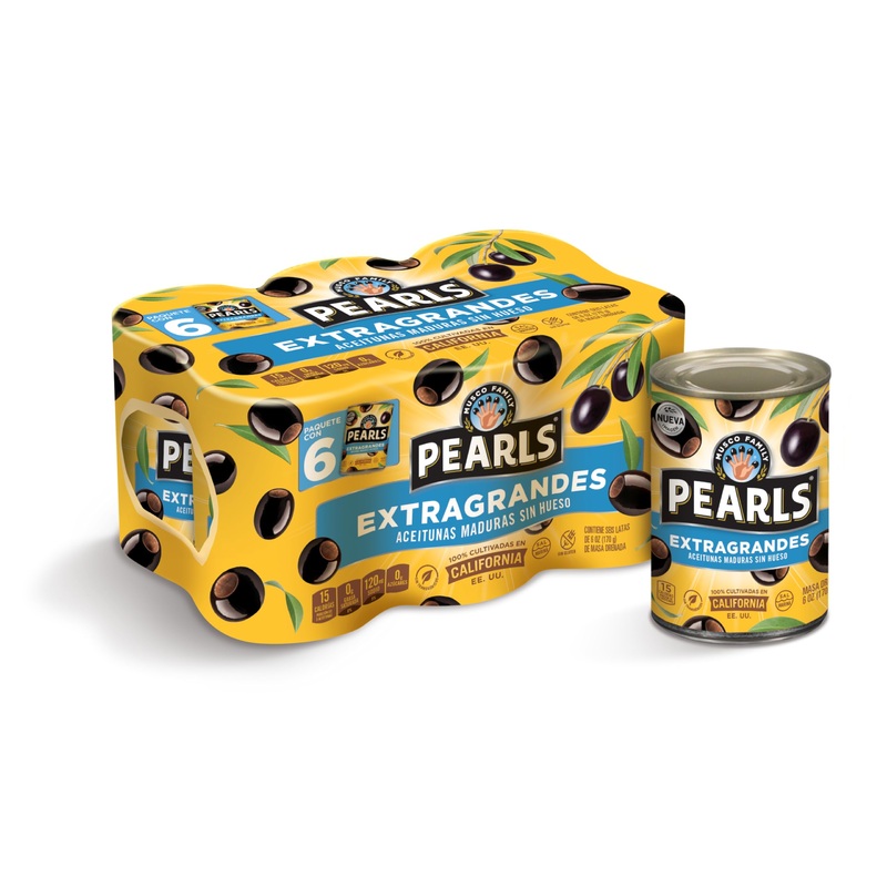 Pearls Spanish Label, Extra-Large Ripe Pitted Olives, Pack Of 6, 6 Oz Cans