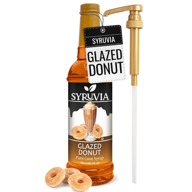 Syruvia Glazed Donut Coffee Syrup – 25.4 Fl Oz Premium Coffee Flavoring Syrup – Kosher Coffee Syrups, Gluten Free, No Coloring,