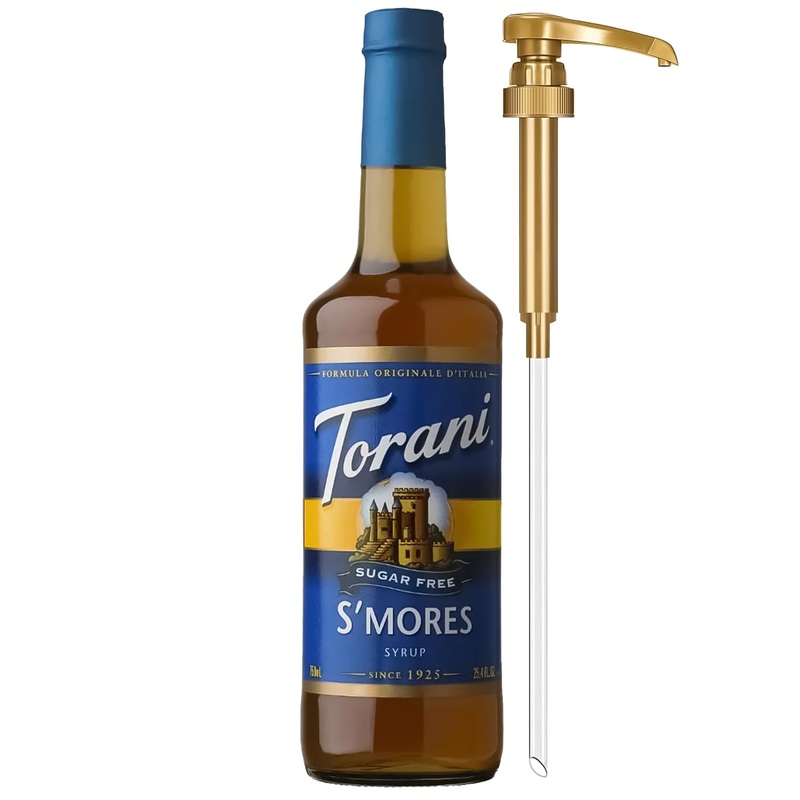 Torani Sugar Free Coffee Syrup, Smores Flavoring For Drinks, Zero Calorie, Glass Bottle With Pump Included, 25.4 Fl Oz