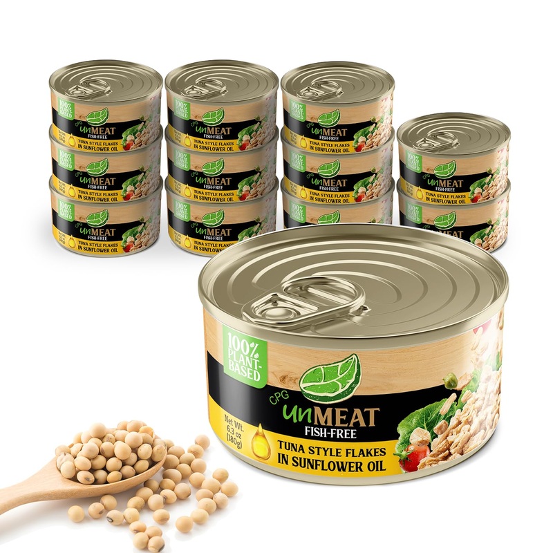 Unmeat Plant Based Tuna Style Flakes | Easy To Prepare Vegan Canned Tuna In Sunflower Oil, 12 Pack