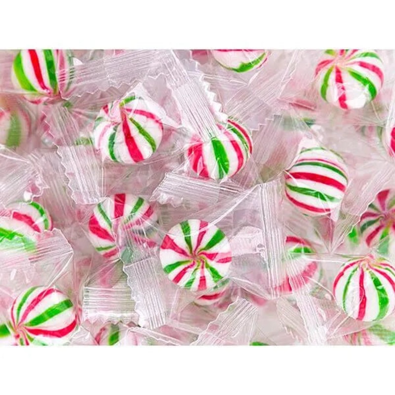 YumJunkie Sassy Spheres Christmas Striped Hard Candy Balls – Petite: 5LB Bag