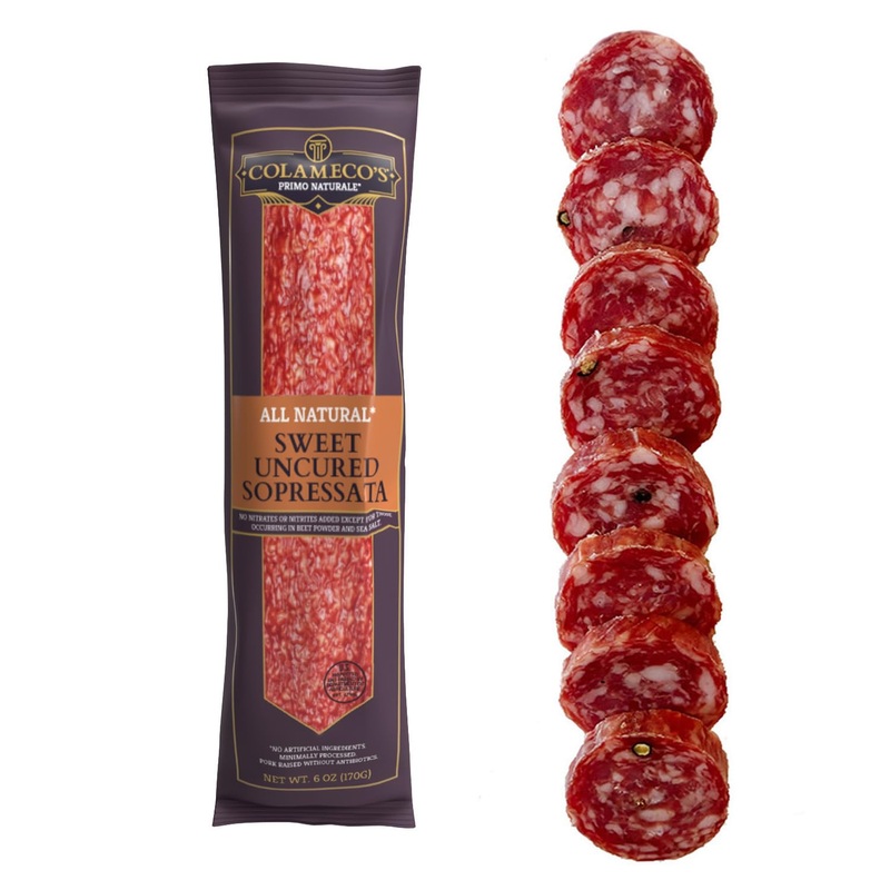 Colameco’S All Natural Uncured Sopressata Chub – Humanely Raised, Rich & Robust Italian Flavor – Uncured Sopressata, 6 Oz
