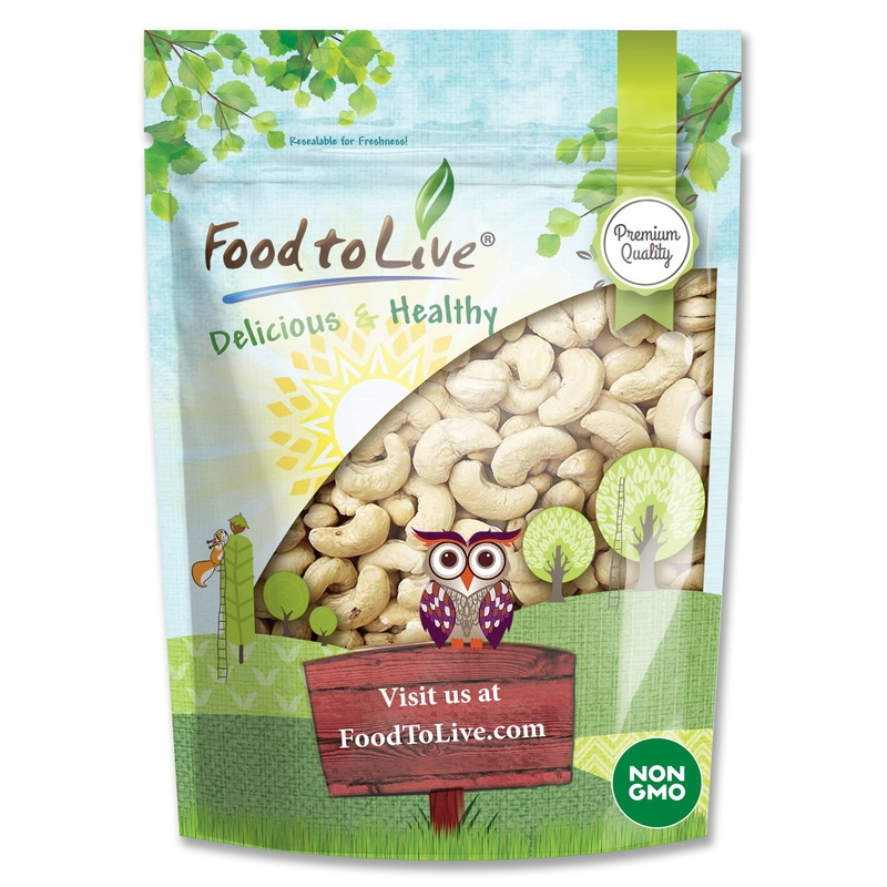 Food To Live – Cashew Nuts, 2 Pounds Non-Gmo Verified, Large Size W240, Whole Nuts, Unsalted, Kosher, Raw, Vegan, Bulk