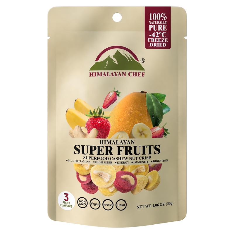 Himalayan Chef Super Reds Freeze-Dried Fruit Cashew Nut Crisps, 30G | Mix Superfood Fruits | Healthy Snacks Packed With Multivit