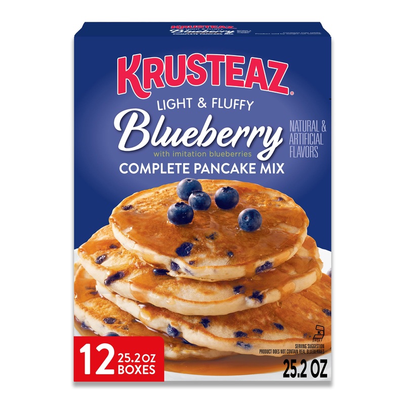 Krusteaz Complete Pancake Mix, Blueberry Pancake Mix, 25.2-Ounce Box (Pack Of 12)