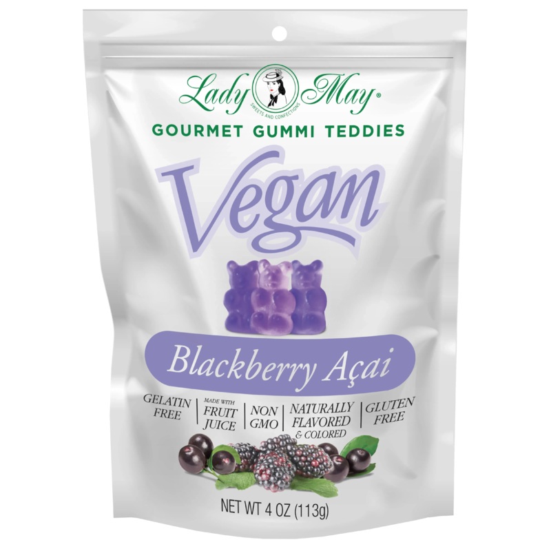 Lady May Sweets Vegan Gourmet Blackberry Aa  Gummi Teddies