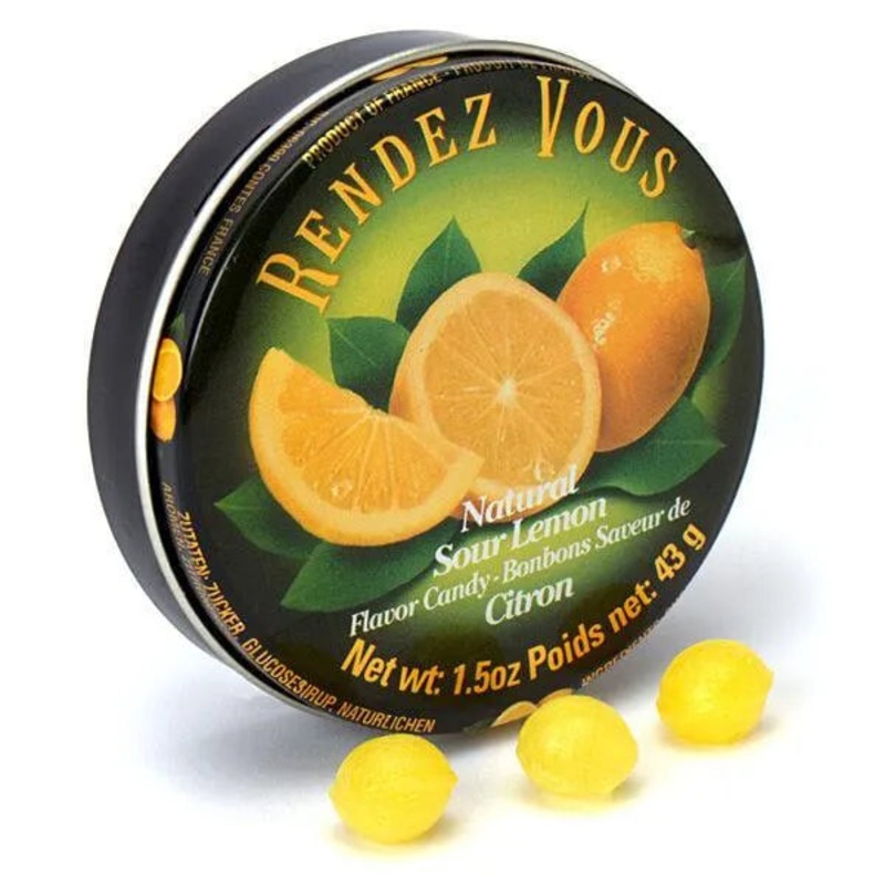 Rendez Vous Mini Bon Bons Tins – Sour Lemon: 12-Piece Box