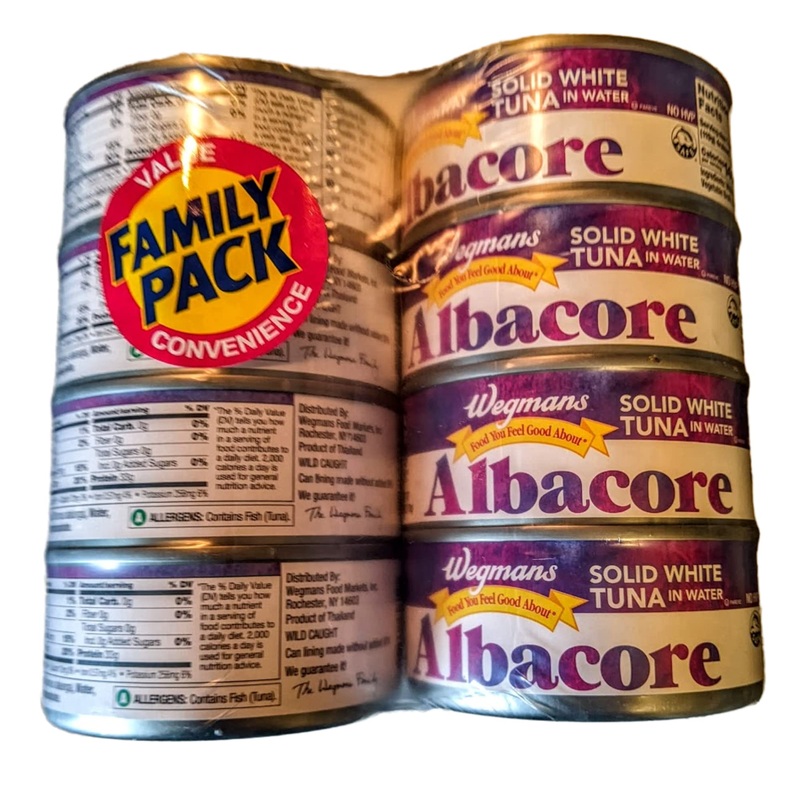 Wegmans Solid White Albacore Tuna In Water, Family Pack, 6 Oz.(8 Pack)