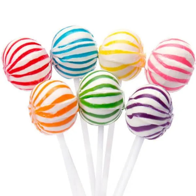 YumJunkie Sassy Spheres Assorted Striped Ball Lollipops: 100-Piece Bag