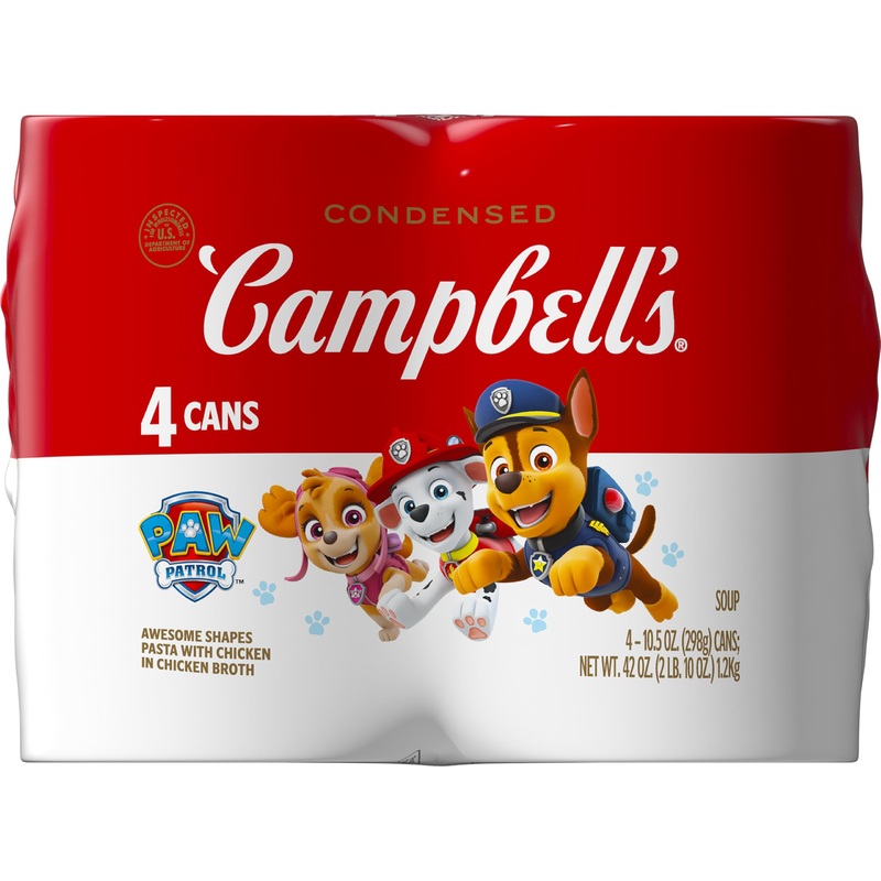 Campbells Condensed Kids Soup, Paw Patrol Awesome Shapes Pasta With Chicken In Chicken Broth, 10.5 Oz Can (4 Pack)