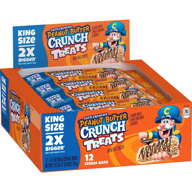 Cap’N Crunch Quaker King Size Treat Bars, Peanut Butter Flavor, 12 Count