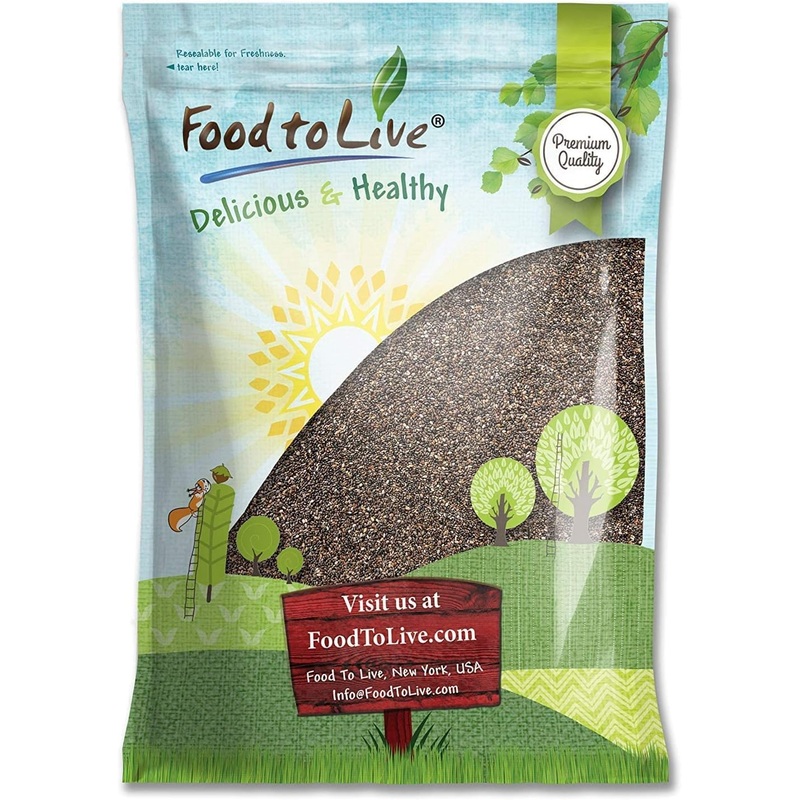Food To Live – Black Chia Seeds, 25 Pounds – Whole, Sproutable, Vegan, Kosher, Keto, Sirtfood, Bulk. Rich In Essential Fatty Aci