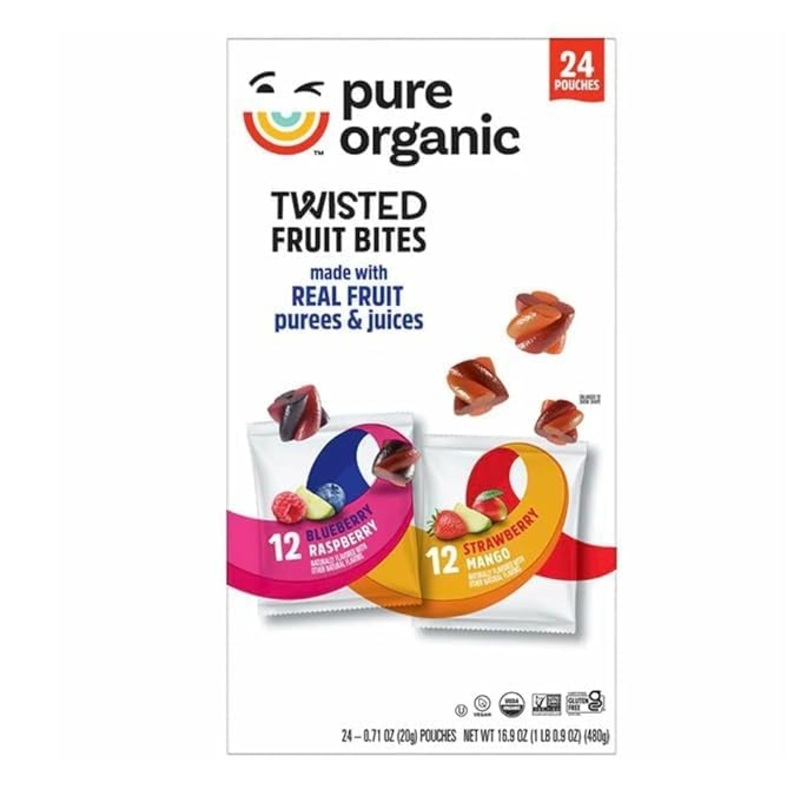 KD Chocolates Pure Organic Twisted Fruit Bites, 0.7 oz (24-count) – Healthy Snack, Chewy & Delicious, Perfect for On-the-Go Enjoyment