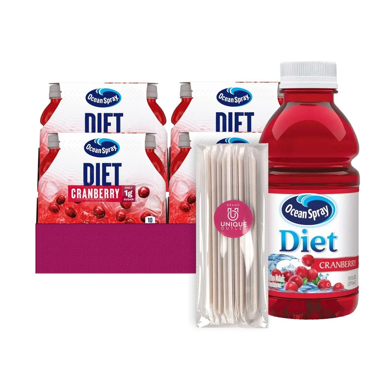 Ocean Spray 24-Pack Of Diet Cranberry Juice Drink 10 Fl Oz On-The-Go Plastic Bottle + 1 Utility Freebie By Unique Outlet Brand