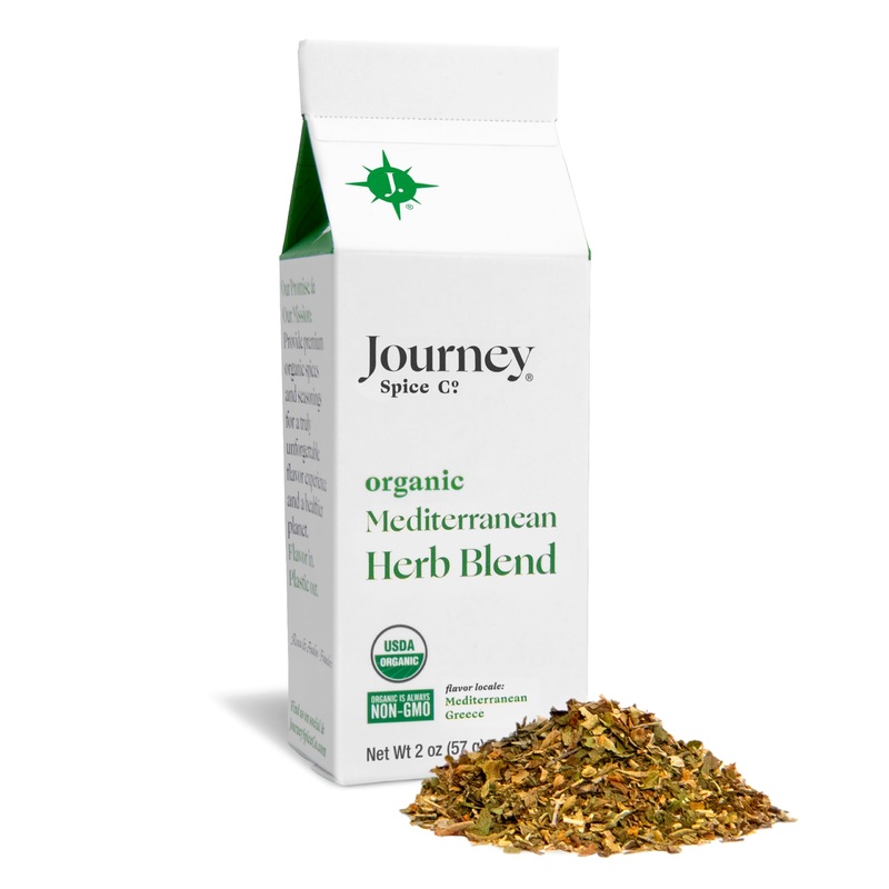 Organic Mediterranean Herb Blend By Journey Spice Co. | Gourmet Spice Seasoning Blend For Chicken, Pork, Vegetables, Tzatziki Sa