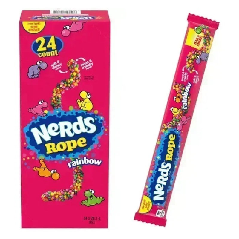 Rainbow Nerds Rope Candy Packs: 24-Piece Box