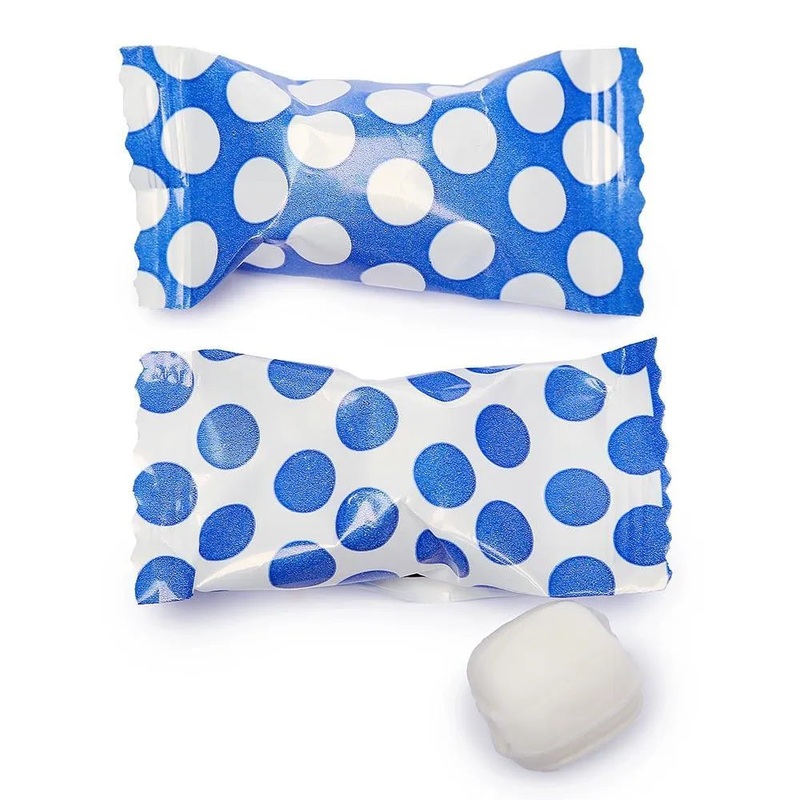 Royal Blue Polka Dots Wrapped Butter Mint Creams: 300-Piece Case