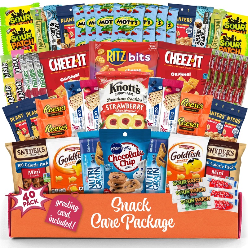 Snack Box Variety Pack (40 Count) Candy Gift Basket – College Student Care Package, Prime Food Arrangement Chips, Cookies, Bar’S